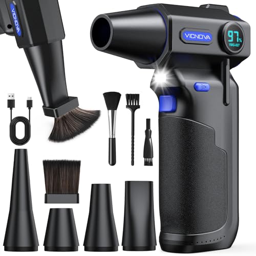 Compressed Air Duster, 150000RPM 3-Gear Brushless Motor Cordless Electric Air Blower, Rechargeable Air Blower with LED Light for PC, Computer, Laptop, Keyboard, Car Cleaning, Gifts for Men