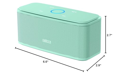 DOSS SoundBox Touch Wireless Bluetooth Speaker-12W HD Sound with Rich Bass | Portable & Small Design, IPX5 Waterproof, 20H Playtime, Handsfree, House, Office Desktop, Bedroom, Indoor Use, Green - color: Green