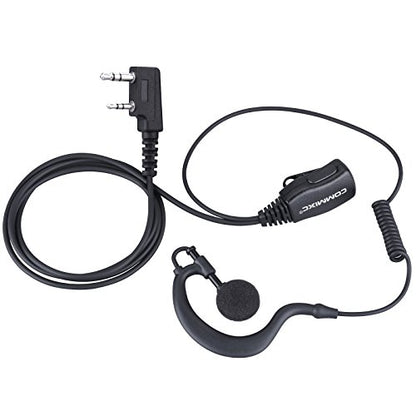 2-Pack Walkie Talkie Earpiece w Mic 2-Pin Compatible with Kenwood Bao Feng | G Shape Walkie Talkie Headset with PTT, Two Way radio Earpiece 3.5mm/2.5mm