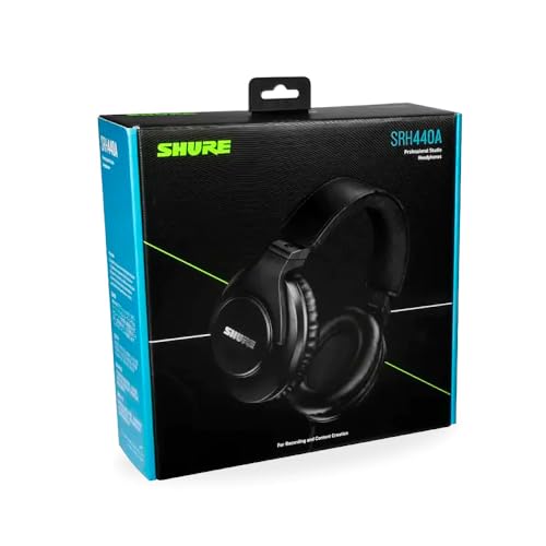 Shure SRH440A Over-Ear Wired Studio Headphones – Professional Monitoring & Recording Earphones with Accurate Frequency Response, Adjustable Collapsible Design, Black (Pack of 6) - size: 3.25 (Pack of 6), style: Gen 2