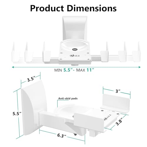WALI Speaker Wall Mount, Surround Sound Speaker Stand with Adjustable Swivel Tilt Angle, Standard Bookshelf Speaker Mount for Living Room, Home Theater, Hold Up to 55 Lbs, (SWM201-W), 2 Pack, White