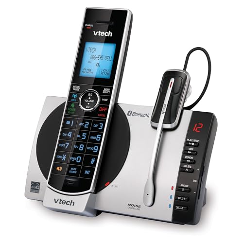 VTech-Cordless Phone with Answering Machine with DECT 6.0 Headset, Bluetooth, Connect to Cell, Caller ID/Call Waiting, Handset Intercom,1,000 Name & Number Phonebook -DS6771-2 Silver/Black - size: Handset + Headset, style: Handset + Headset