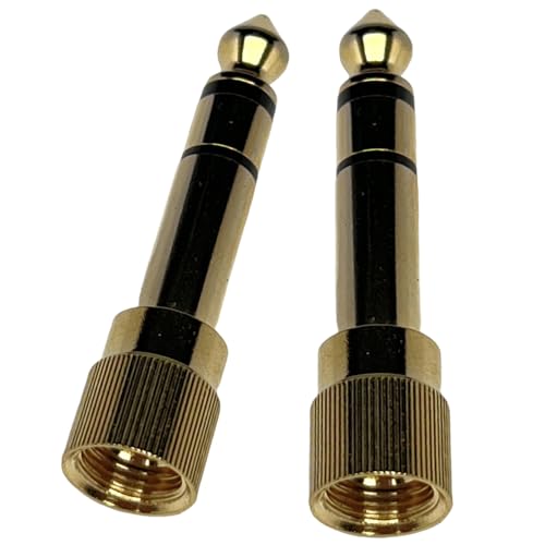 CESS 3.5mm Female to 6.35mm Male Stereo Screw-On Adapter, 2 Pack