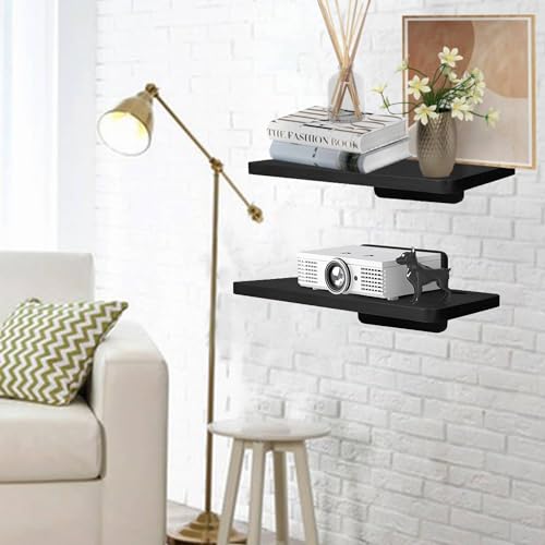 BAMTALK Floating Wall Mounted AV TV Shelf, Wooden DVD DVR Mount Component Shelves for Players, Projector, PS4, Xbox, Game Console, Cable Boxes, Games Consoles, TV Accessories