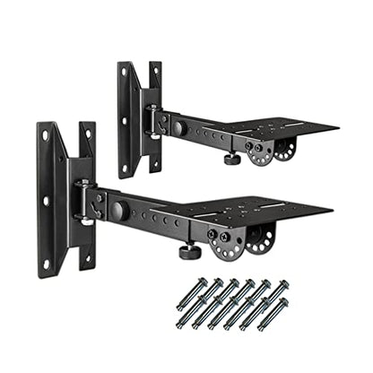 SPS-508 Speaker Wall Mount Stand, Rotatable Angle, Adjustable Swivel Tilt Speaker Mount Bracket, Home Surround Sound System 100 lbs Capacity (2 Packs, Black)