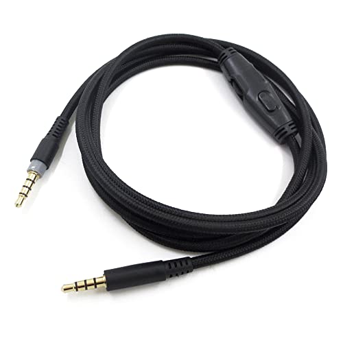 HyperX Cloud Alpha Replacement Cable - Compatible with Cloud Alpha, Mix, Flight, Logitech G633, G933 Gaming Headsets - 3.5mm Audio Cable with Mute & Volume Control (No Mic, 4.9ft) - style: 4.9FT