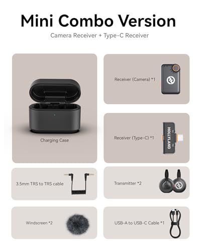 Hollyland Lark M2S Mini Combo (Camera RX+Type-C RX) Wireless Microphone for Camera/iPhone/Android/Laptop, 7g Lightweight, Titanium Clip, 300m Range, Content Creators, Online-Teaching, Streaming | Camera receiver, Type-C receiver, 7g design, titanium clip,