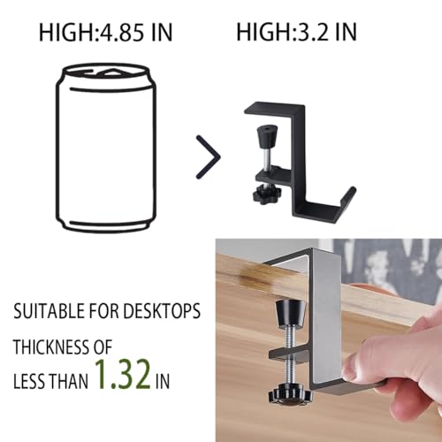 3 Pack Desk Bag Hook, Metal Hook Clamp (White-A) | Under Desk Mount Bag Hook Clamp, Desk Hook for Headphones, Backpack Hooks Clamp - color: White-A 3pc