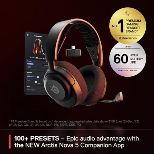 SteelSeries Arctis Nova 5 Wireless Multi-System Gaming Headset - Neodymium Magnetic Drivers [Bluetooth] (Renewed)