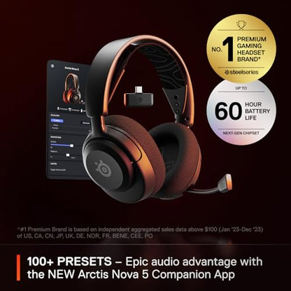 SteelSeries Arctis Nova 5 Wireless Multi-System Gaming Headset - Neodymium Magnetic Drivers [Bluetooth] (Renewed)