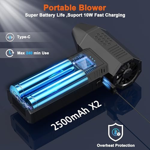 Compressed Air Duster-130000RPM Super Power Air Blower with Brushless Motor | 3-speed adjustable rechargeable Air Duster for PCs, Keyboards, Cars, Outdoor Use, the Home, and Clearing Snow and Leaves