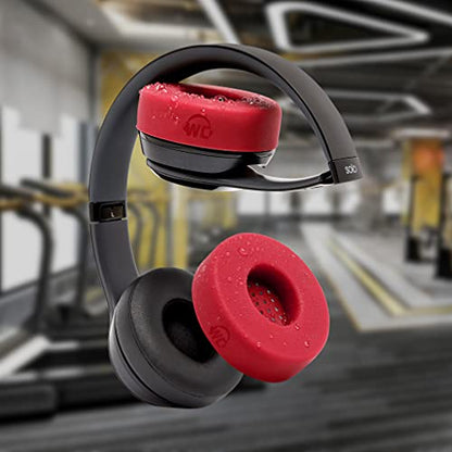 WC SweatZ Solo - Patented Earpad Sweat Covers for Beats Solo 4, Solo 3 & Solo 2, Made by Wicked Cushions | Sweatproof & Machine Washable | Red - color: Red