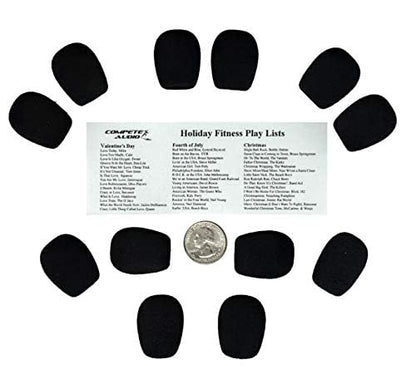 Standard Microphone Windscreens (Microphone Covers) 12-Pack Headset/Lapel (Lavalier) Fitness Leader/Gamer Pack Black
