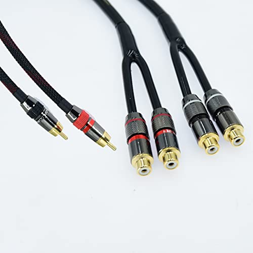 Arklove 20ft Shielded RCA Splitter Subwoofer Stereo Audio Video Cable 1 Male to 2 Female Dual Speaker Y Adapter Connector Extension Cord 24k Gold Plated(2 Pack) - size: 20ft, style: rca 1male to 2female