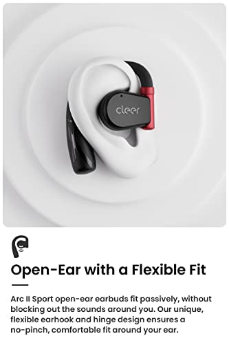 Cleer ARC II Sport Open Ear Headphones, True Wireless Ear Buds with Dual Mic, Sweat Resistant, Multi-Point Connect, 35 Hrs Playtime, Secure Fit, Bluetooth 5.3 Earbuds with Ear Hooks, Preset EQ, Black - color: Black