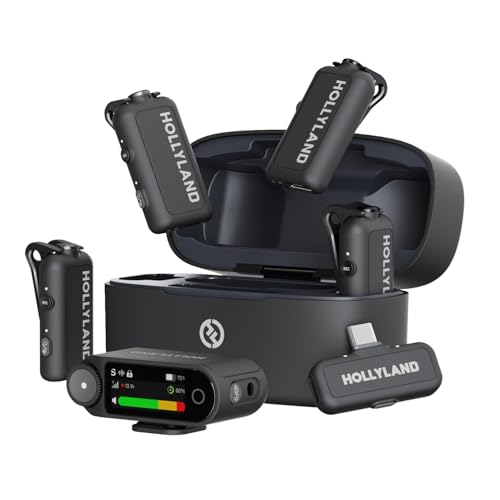 Hollyland Lark MAX 2 Combo-4 Person Version, Wireless Lavalier Microphone, Tailored for Multi-Person Shooting Scenarios, Microphone for Camera/iPhone/Android (4TX + 2RX+ Charging Case) | Wireless Lavalier Microphone, Tailored for Multi- Shooting Scenarios