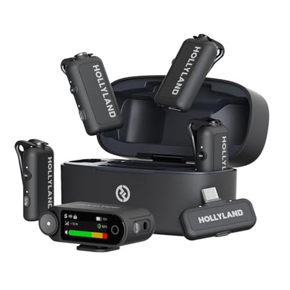 Hollyland Lark MAX 2 Combo-4 Person Version, Wireless Lavalier Microphone, Tailored for Multi-Person Shooting Scenarios, Microphone for Camera/iPhone/Android (4TX + 2RX+ Charging Case) | Wireless Lavalier Microphone, Tailored for Multi- Shooting Scenarios
