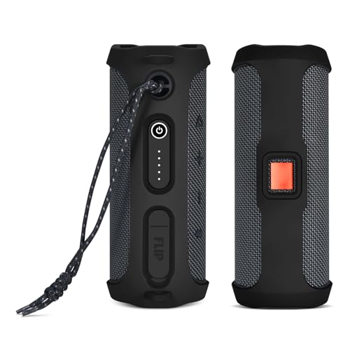 Silicone Protective Cover Frame Case Skin for JBL FLIP Essential 2 Bluetooth Speaker Shell Sleeve Hand Bag Shoulder Case Box Accessories - color: Black