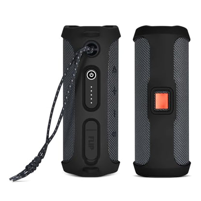 Silicone Protective Cover Frame Case Skin for JBL FLIP Essential 2 Bluetooth Speaker Shell Sleeve Hand Bag Shoulder Case Box Accessories - color: Black