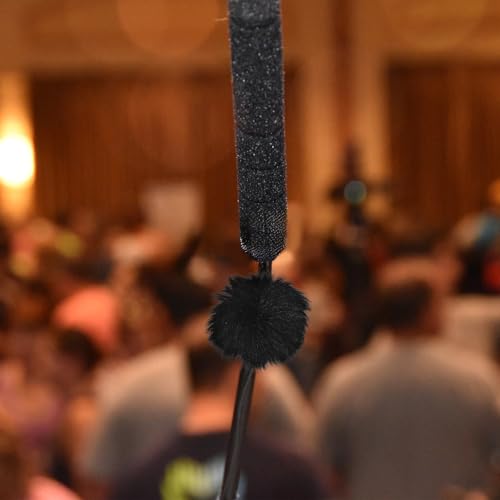 DECHOUS 2 Pcs Microphone Furry Windscreen Muff Black Fabric Mic Covers for Microphone Protection and Easy Installation, for Outdoor Interviews and Recordings