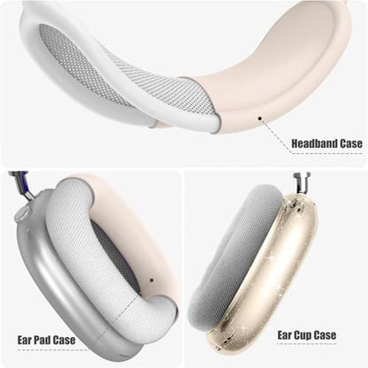 [4 in 1] Cases Cover for AirPods Max 2/1 (2026/2024/2020) Ear Pad Case/Headband Cover/Ear Cups for Apple AirPods Max (Bling Star Light Star) - color: Bling Star Light Star
