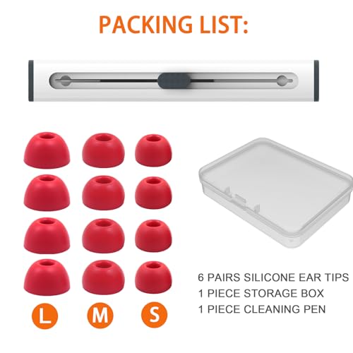 6 Pairs Replacement Silicone Ear Tips Compatible with Beats Studio Buds/Fit Pro/Studio Buds +, Silicone Earbuds Eartips Buds Cover Set for Beat Studio Buds (Red) - color: Red with Pen