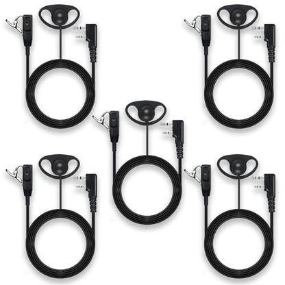 Walkie Talkie Earpiece with Mic PTT 2 Pin D Shape Headset Ear Piece, 5 Pack | Radio Earpiece Compatible with Baofeng UV-5R BF-888S Retevis H-777 RT21 RT22 Arcshell AR-5 Kenwood 2 Way Radio - size: 2 Pin D Shape