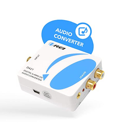 OREI Digital to Analog Audio Converter - Optical SPDIF/Coaxial to RCA L/R with 3.5mm Jack Support Headphone/Speaker Output DA21 | DAC Audio Converter, Digital Optical to RCA Converter, Supports Optical & Coaxial Input with Headphone Output