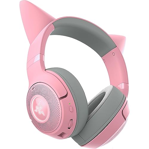 Razer Kraken Kitty V2 BT Wireless RGB Headset, Pink | Chroma RGB Kitty Ears & Earcups, Bluetooth 5.2, 40 mm Drivers, Noise-cancelling Mics, Lightweight, USB-C, 40 Hr Battery - color: Quartz Pink