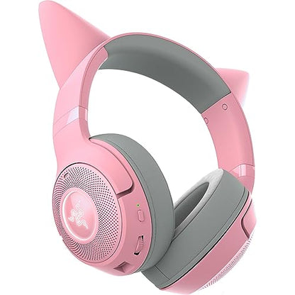 Razer Kraken Kitty V2 BT Wireless RGB Headset, Pink | Chroma RGB Kitty Ears & Earcups, Bluetooth 5.2, 40 mm Drivers, Noise-cancelling Mics, Lightweight, USB-C, 40 Hr Battery - color: Quartz Pink