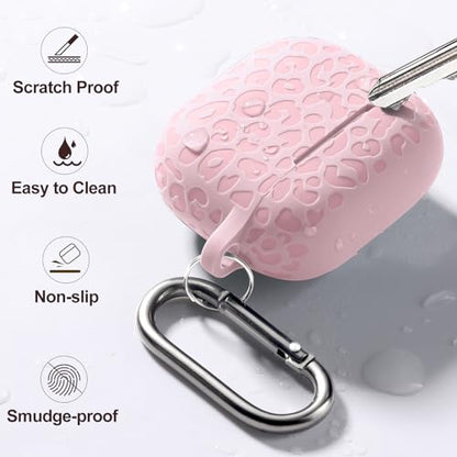 Compatible with AirPod Case 3rd Generation, Leopard Engraved Soft Silicone Skin Cover Full Protective Case,Compatible with Apple AirPod 3rd Generation Case,Front LED Visible - color: Lightpink, size: AirPods 3rd Case
