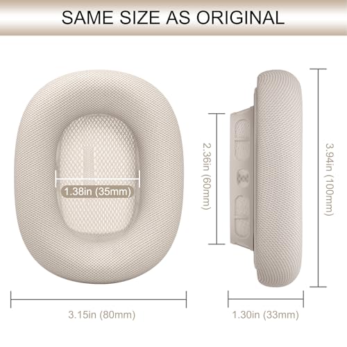 GEVO Upgraded Ear Cushions Replacement Earpads for AirPods Max 1 & 2 Headphones, Protein Leather Ear Pads Ear Covers Cups with Memory Foam and Magnet for AirPods Max 1 & 2 (Starlight) - color: Starlight