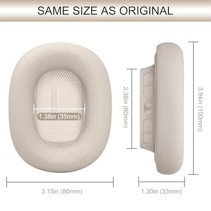 GEVO Upgraded Ear Cushions Replacement Earpads for AirPods Max 1 & 2 Headphones, Protein Leather Ear Pads Cover with Memory Foam and Magnet for AirPods Max 1 & 2 (Starlight) - color: Starlight
