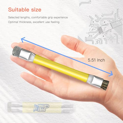 ESD Safe Anti-Static IC Cleaning Brush Tool -2Pcs Double Head Motherboard Hard Brush for IC Glue Removal,PCB Cleaning, Circuit Board Maintenance,Mobile Phone Repair - Yellow - color: yellow