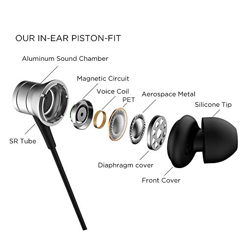 1MORE E1009-SV Piston Fit in-Ear Earphones Fashion Durable Headphones with 4 Color Options, Noise Isolation, Pure Sound, Phone Control with Mic for Smartphones/PC/Tablet, Silver - color: Silver