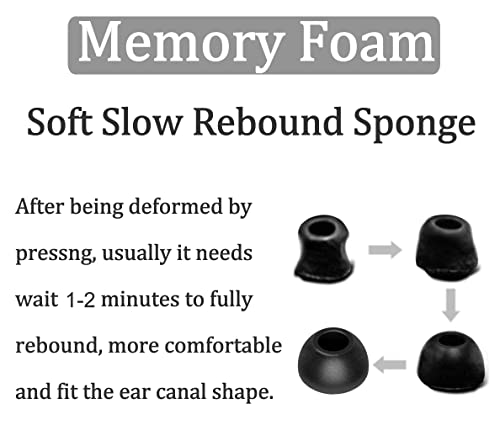 Galaxy Buds 3 Pro Memory Foam Tips Earbud, 4 Pairs Replacement Comfortable No Silicone Pain Noise Isolation Compatible with Samsung Galaxy Buds 3 Pro/Galaxy Buds 4 Pro - Black S/M/L/XL - size: S/M/L/XL