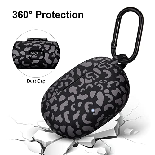 AIRSPO Silicone Case Compatible with Beats Studio Buds Case 2021 Soft Protective Cover for Beats Wireless Earbuds with Keychain (Black Leopard) - color: Black Leopard