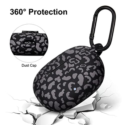 AIRSPO Silicone Case Compatible with Beats Studio Buds Case 2021 Soft Protective Cover for Beats Wireless Earbuds with Keychain (Black Leopard) - color: Black Leopard