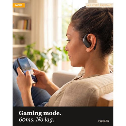 TREBLAB X3-Pro Earbuds Wireless Bluetooth, Earhook IPX5 12H Powerbank | Bluetooth Running Headphones, gaming mode 60ms, wireless charging case, secure earhook, ENC mics, BT 5.3, 9g ultra-light - color: Black Logo