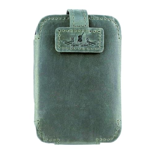 Euphonium Wireless Microphone Clip-On Pouch. Genuine Leather Bodypack Holder w. Secure hook & loop Straps - color: Green, size: Euphonium