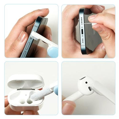 4-in-1 Cleaner Kit for Earbud and Phone,Cleaning Brush Pen Tool with Soft Brush,Cleaning Cotton Head and Card Pin,Multifunction Dust Removal Tool for Phone Speaker Charging Port - color: Grey