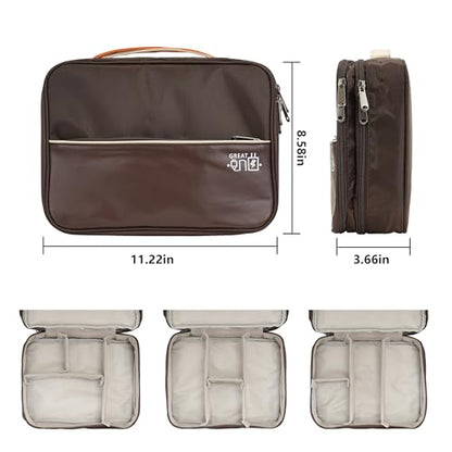 Electronics Accessories Organizer Bag, Waterproof Double LayerTravel Cable Organizer Case for Cords, Charger, Power Bank,Hard Drive, Mouse -Shockproof Tech Storage Pouch (Classic-two layers-Brown) - style: Classic-two Layers-brown