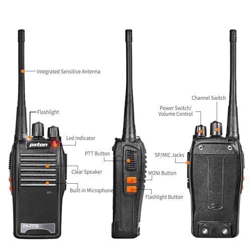 777S 10 Pack walkie talkies Rechargeable Long Range for Adults with Earpieces and Li-ion Battery,Two Way radios has VOX/TOT/Emergency Alarm/Battery Low Alert/Flashlight/Scan Function - style: 777S10-pack
