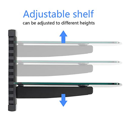 suptek Single Floating Shelf Wall Bracket with Strengthened Tempered Glass for DVD Players/Cable Boxes/Games Consoles/TV Accessories 1 Shelf, Black, CS201 - size: 1 Shelf