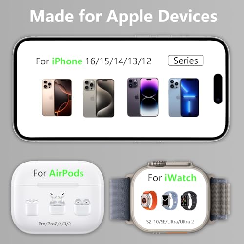 QWOSE 2026 Traveling 3 in 1 Charging Station for Apple iPhone AirPods Watch | with Mag-Safe Wireless Charger Stand for iPhone 17 16 15 14 13 12 Series AirPods iWatch Series - Gifts for Wife & Husband - color: Black
