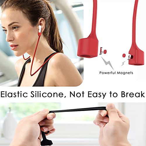 Mooyavia Ultra Strong Magnetic Anti-Lost Strap for AirPods Pro-Red | Compatible with AirPods Pro 3/2/1 & AirPods 4/3/2/1,Soft Silicone Sport Neck Lanyard,Lenth 29.9 in - color: B9-red