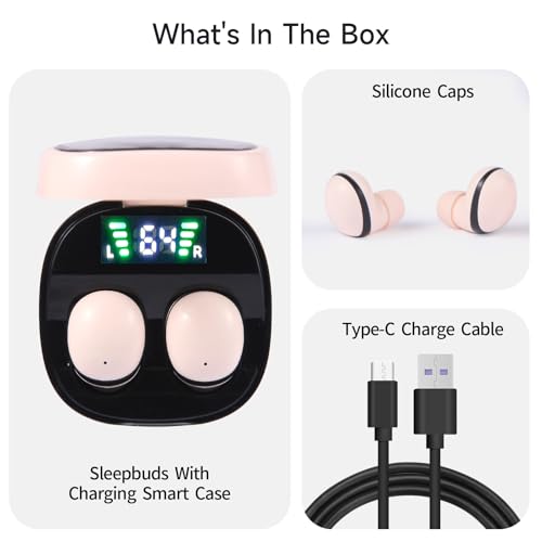Air 10 Mini Wireless Sleep Earbuds with LED Display & Charging Case — 42 dB Noise Cancellation, Ultra-Mini & Invisible Fit, Ultra-Light 2.3 g Each,Side-Sleeper Comfort, 25H Playtime (White) - color: White