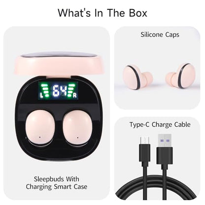 Air 10 Mini Wireless Sleep Earbuds with LED Display & Charging Case — 42 dB Noise Cancellation, Ultra-Mini & Invisible Fit, Ultra-Light 2.3 g Each,Side-Sleeper Comfort, 25H Playtime (White) - color: White