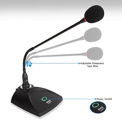 Pyle Home Compact Public Address Mono Amplifier - Professional 50W Mini Home Power Audio Sound PA Speaker Receiver System w/RCA, PT110 & Home Desktop Gooseneck Wired Microphone System -PDMIKC5 Black