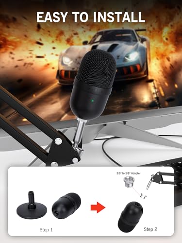 Seiren V3 Mini Boom Arm - Mic Arm for Razer Mini, Seiren V2, Seiren X and Most Microphone, Adjustable Boom Scissor Arm Stand with 3/8" to 5/8" Adapter by SUNMON